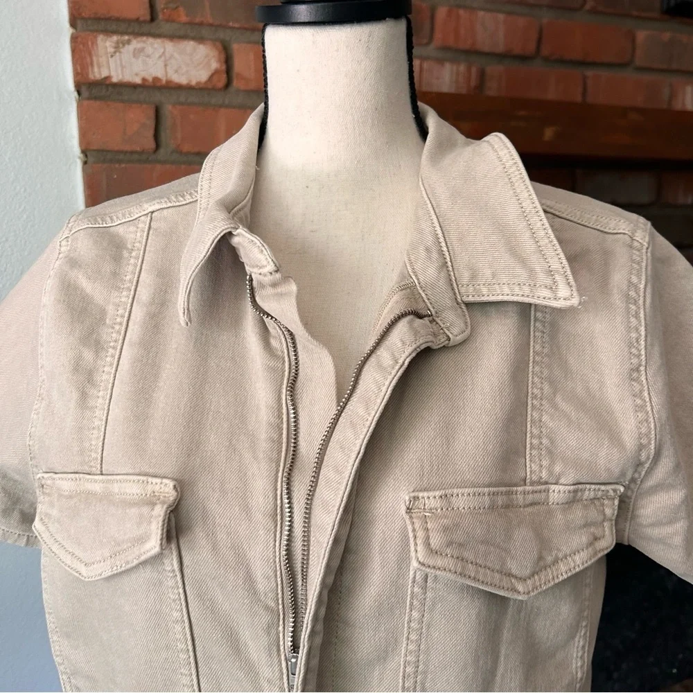 Good American Fit For Success Denim Utility Dress in Khaki Sz XL - Picture 5 of 11